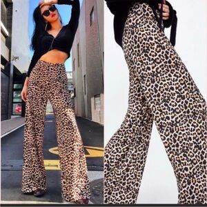 Animal Print Wide-Leg Flare Pants